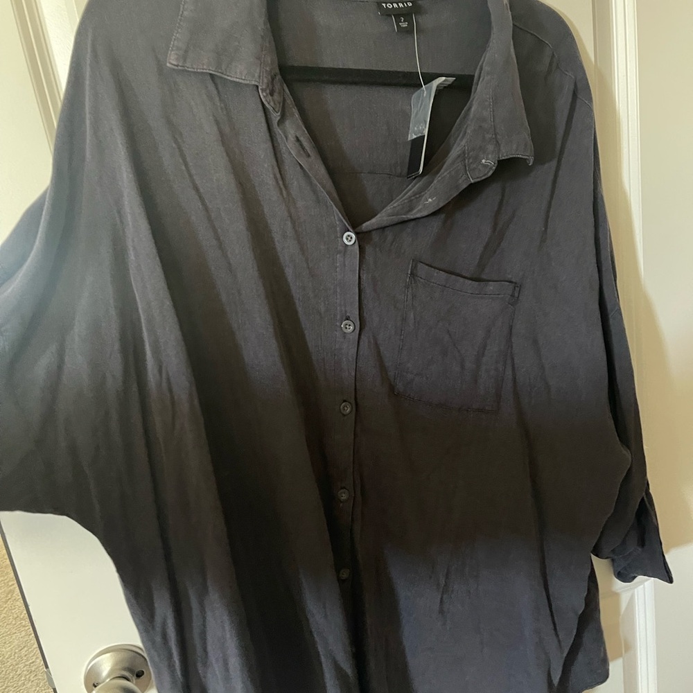 Torrid Black Casual Button Down Shirt Size 2x NWT